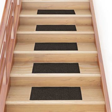Tappetini per scale autoadesivi 15 pz 60x25 cm marrone scuro rettangolari