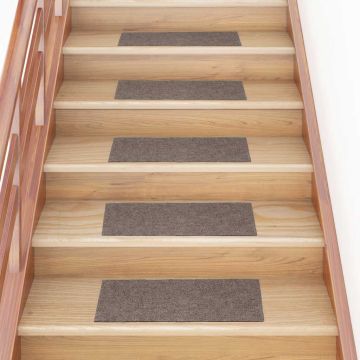 Tappetini per scale autoadesivi 15 pz 60x25 cm beige rettangolari
