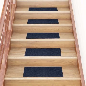 Tappetini per scale autoadesivi 15 pz 60x25 cm blu navy rettangolari