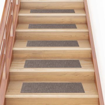 Tappetini per scale autoadesivi 15 pz 76x20 cm beige rettangolari