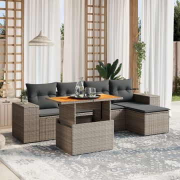 Set Salotto da Giardino 6 pz in Rattan PE Grigio