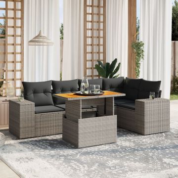 Set salotto da giardino 6 pz in rattan PE grigio 2