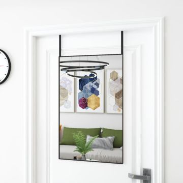 Specchio da Porta Nero 50x80 cm in Vetro e Alluminio