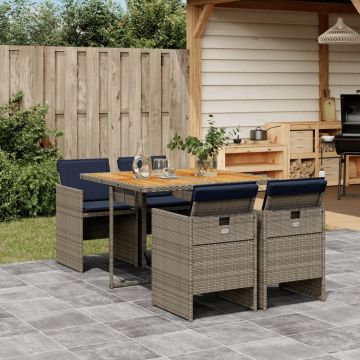 Set da pranzo da giardino da 5 pz con Cuscini Grigio
