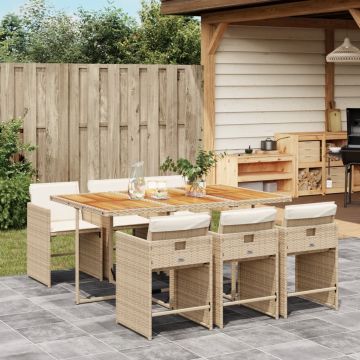 Set pranzo da giardino 6 sedie in rattan PE beige