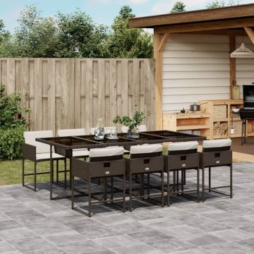 Set da pranzo per giardino 8 sedie in polyrattan marrone 220 cm