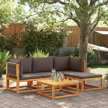 Set di divani da giardino 5 pz con cuscini in legno di acacia