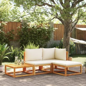Set di divani da giardino 4 pz con cuscini in legno di acacia