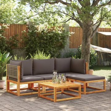 Set di divani da giardino 5 pz con cuscini in legno di acacia