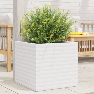 Fioriera da Giardino Bianca 50x50x46 cm Legno Massello di Pino