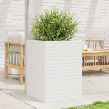 Fioriera da Giardino Bianca 50x50x68,5cm Legno Massello di Pino