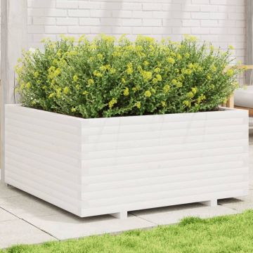Fioriera da Giardino Bianca 100x100x49,5 Legno Massello di Pino