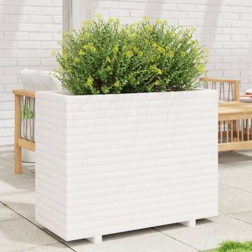 Fioriera da Giardino Bianca 90x40x72,5cm Legno Massello di Pino