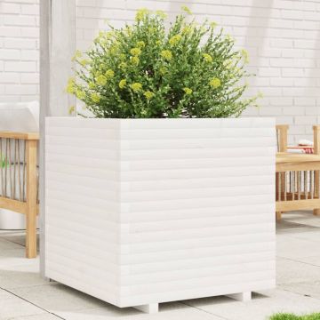 Fioriera da Giardino Bianca 70x70x72 cm Legno Massello di Pino