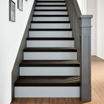 Gradini 16 pz Marrone-nero 80x25x2 cm Legno Massello Rovere