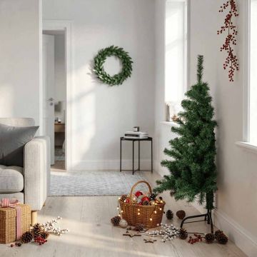 Albero di Natale Artificiale Metà con Supporto Verde 120 cm PVC