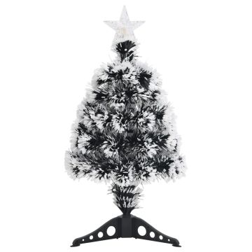 Albero di Natale Preilluminato Verde e Bianco 64cm Fibra Ottica