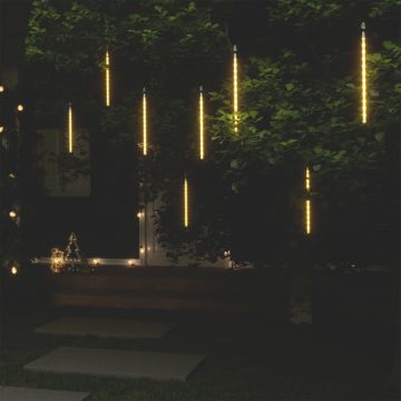 Luci Meteoriche 8 pz 30cm Bianco Caldo 192 LED Interni Esterni