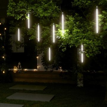 Luci Meteoriche 8 pz 30cm Bianco Freddo 192 LED Interni Esterni