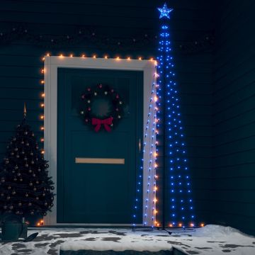 Albero di Natale a Cono Decorato Blu con 136 LED 70x240 cm