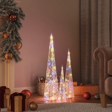 Set di Coni di Luce a LED Decorativi Multicolori 30/45/60 cm