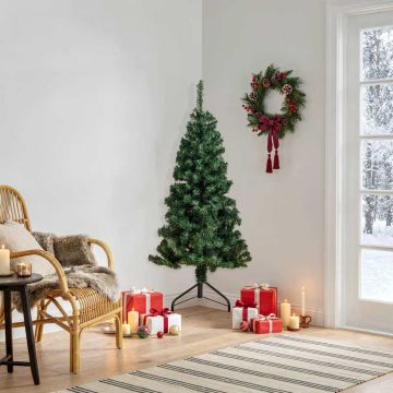 Albero di Natale Artificiale ad Angolo con Supporto Verde 120 cm PVC