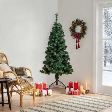 Albero di Natale Artificiale ad Angolo con Supporto Verde 150 cm PVC