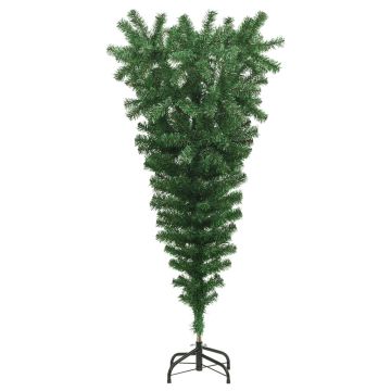 Albero di Natale Artificiale Capovolto con Supporto Verde 150 cm PVC
