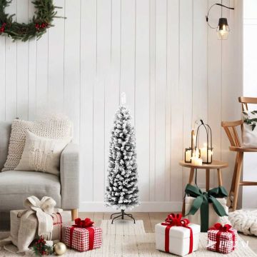 Albero di Natale Sottile con Neve Fioccata Verde 120 cm PVC