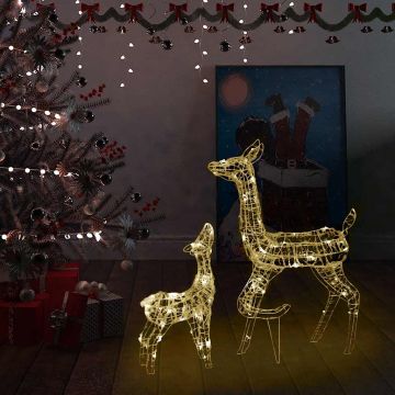 Famiglia di Renne di Natale 160 LED Bianco Caldo in Acrilico