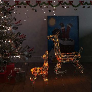 Famiglia di Renne di Natale 160 LED Colorati in Acrilico