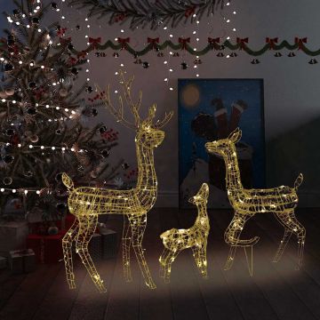 Famiglia di Renne di Natale 300 LED Bianco Caldo in Acrilico