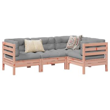 Set Divani Giardino 4 pz Cuscini Legno Massello Abete Douglas
