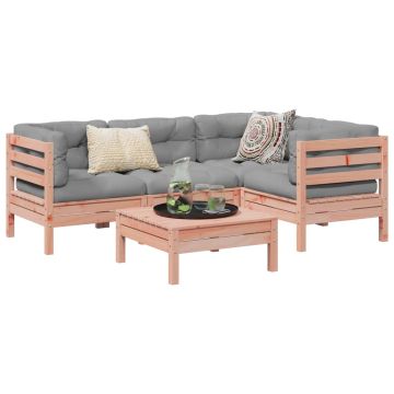 Set Divani Giardino 5 pz Cuscini Legno Massello Abete Douglas