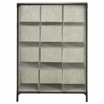 Scarpiera 55x36x76 cm Tessuto non Tessuto e Acciaio Grigio