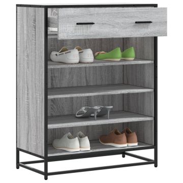 Scarpiera Grigio Sonoma 75x38x97,5 cm Legno Multistrato Metallo