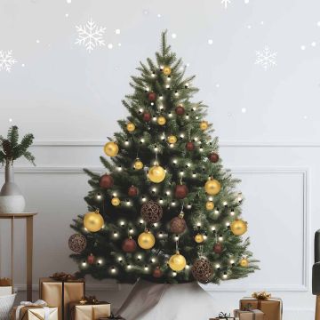 Set Natale con 60 Palline Punta e 150 Luci LED Oro e Bronzo