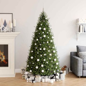 Set Natale con 120 Palline Punta e 300 Luci LED Bianco e Grigio