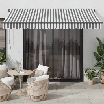 Tenda retrattile Antracite e Bianco 350 x 250 cm Poliestere