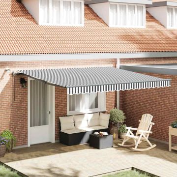 Tenda retrattile Antracite e Bianco 400 × 300 cm Poliestere