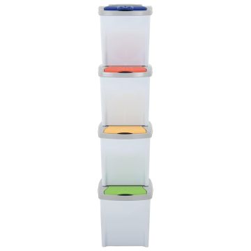 Pattumiere Impilabili 4 pz 80 L Bianco