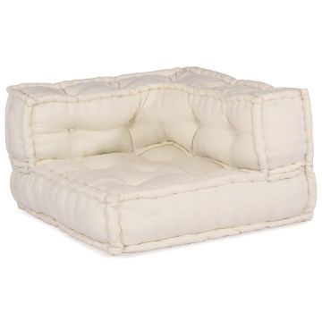 Unità di Divano Modulare Tessuto Crema 210 x 140 x 56 cm