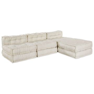 Unità di Divano Modulare Tessuto Crema 210 x 140 x 56 cm
