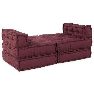 Unità di Divano Modulare Tessuto Bordeaux 210 x 140 x 56 cm