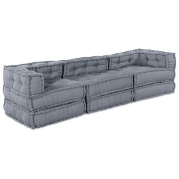 Unità di Divano Modulare Tessuto Grigio 210 x 70 x 56 cm