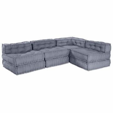 Unità di Divano Modulare Tessuto Grigio 210 x 140 x 56 cm