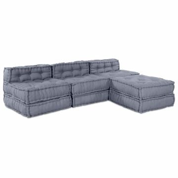 Unità di Divano Modulare Tessuto Grigio 210 x 140 x 56 cm