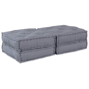 Unità di Divano Modulare 2 pz Tessuto Grigio 140 x 70 x 36 cm