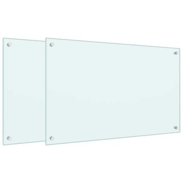 Paraschizzi per Cucina 2 pz Bianchi 80x50 cm in Vetro Temperato