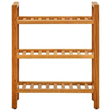 Scarpiera con 3 Ripiani 50x27x60 cm in Legno Massello di Rovere